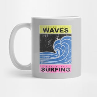 vintage Waves Surfing beach Typography Mug